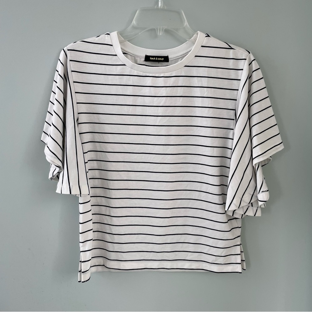 Tout à Coup white & blue striped top
